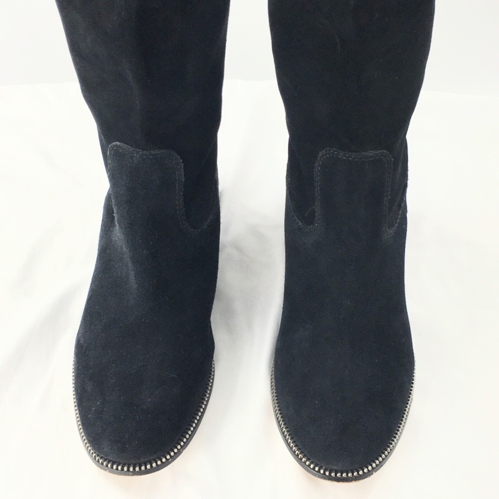 Michael Kors Womens Boot Suede Knee High Studded Black Pull On Riding Sz 7.5 - Picture 5 of 16